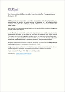 Priplak - Annonce Assistant Commercial Export